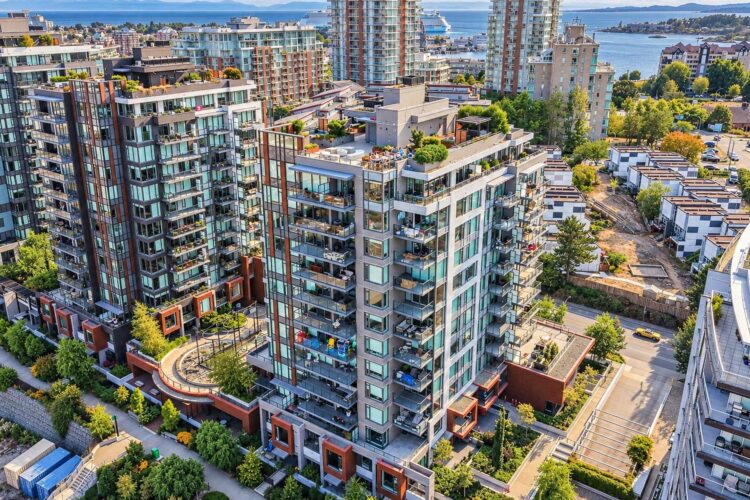 Dockside Green residential community in Vic West, Victoria, BC, near the waterfront and downtown