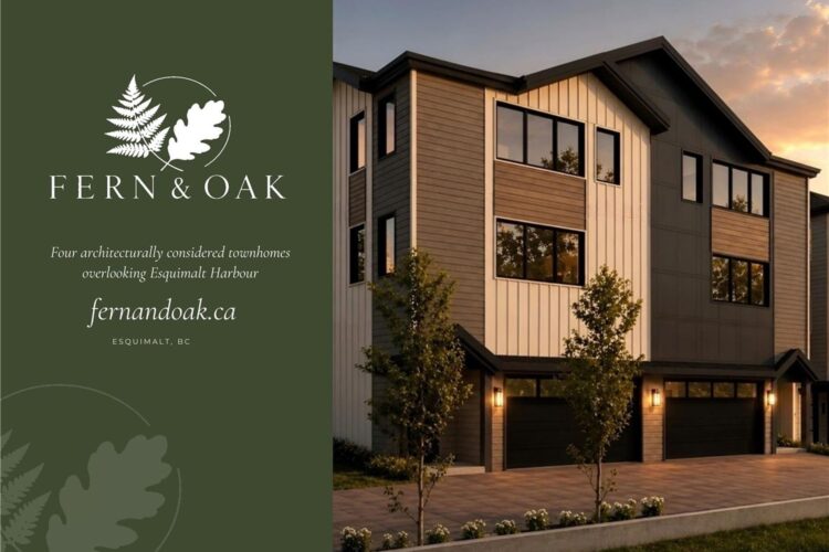 Fern & Oak new townhomes at 642 Lampson Street in Esquimalt near Saxe Point